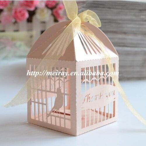 Laser cut "bird cage" wedding favor boxes personalized paper box for wedding