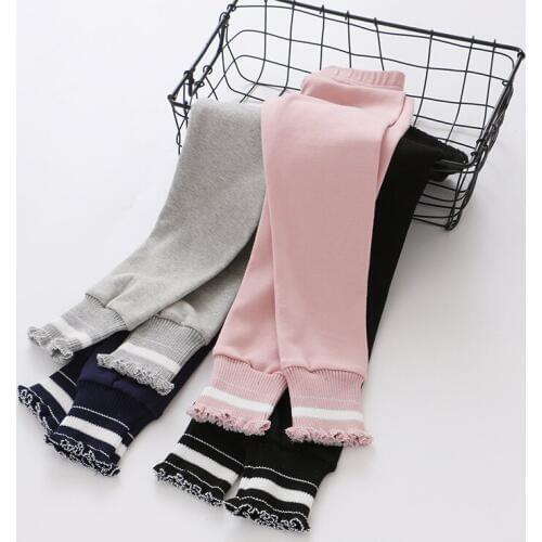 Girl Leggings Children Pants Cotton Elastic Waist Skinny Pants Fashion Solid Kids Leggings Girls Ruffle Pants 3 4 5 6 7 Years