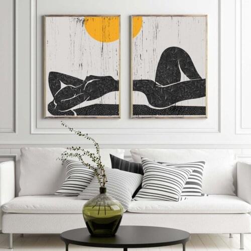 Minimalist Black White Artwork Woman Silhouette Poster Canvas Painting Nordic Wall Pictures Living Room Home Decor No Frame