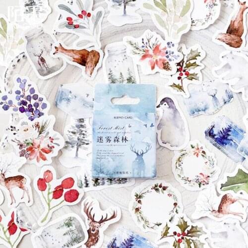 46 Pcs/box Cute Foggy Forest Label Kawaii Handmade Adhesive Paper DIY Scrapbooking Diary Stick Office School Supplies Stationery