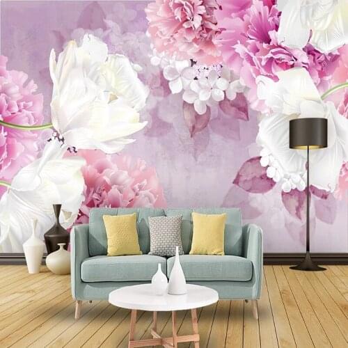 Custom 3D Mural Wallpaper European Pastoral Beautiful Simple Flowersr Fresco bedroom TV Background Wall Decorative Wall Cloth