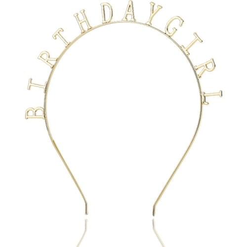 Candy Color English Letters Headband Birthday Girls Alloy Hair Hoop Hairband Comfortable Birthday Party Gifts