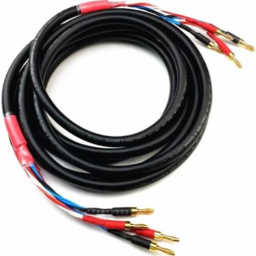 Pair 8N Copper TARA LABS Helix 8 Speaker Cable Banana To Pin Gold Plug Audio Line