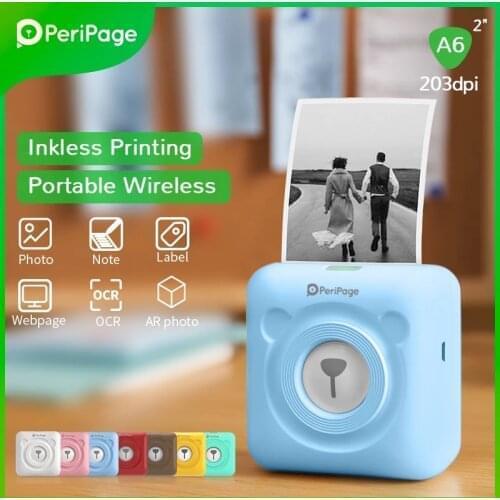 Peripage A6 Blue Color Printer As Gift Print Photo ,Waybill And Take Note For Study or Life With Free App