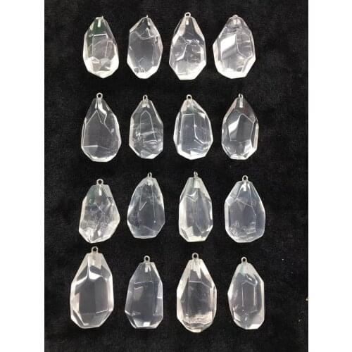 Wholesale 2pcs/pack Faceted Clear Quartz Rock Crystal Bead Pendant,Natural Stone Pendant fit Jewelry