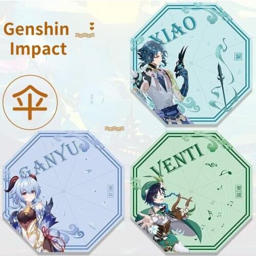 Game Genshin Impact Folding Sun Umbrella Cute Cartoon Klee Outdoor Rain Umbrellas Gifts Sunscreen Parasol Cosplay Accessories