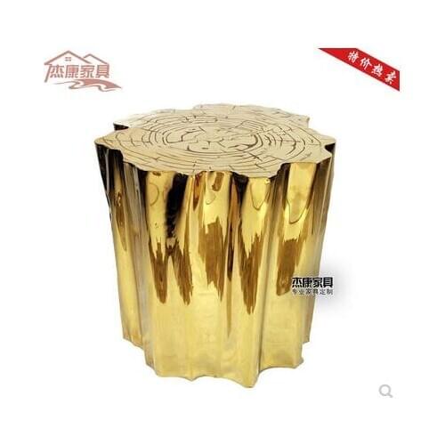 Champagne gold tree root stainless steel corner several small round table Retro Tea table telephone side table coffee table