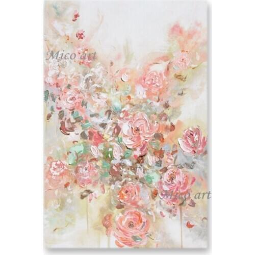 Living Room Decoration Texture Knife Flower Canvas Oil Painting Wall Art Unframed Wall Hangings Floral Pictures Cheap Artwork