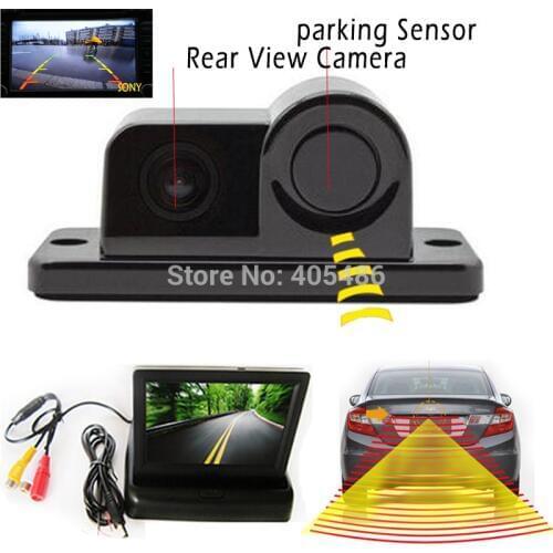 Universal 2 in 1 Automobile Car FORsony CCD RearView Camera With Backup Parking Sensor Radar System 4.3 Inch TFT LCD Car Monitor