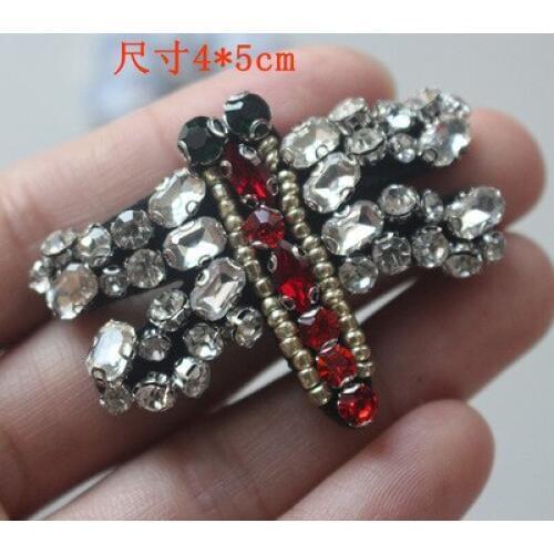Beaded dragonfly rhinestone crystal sequins patch applique sewing on garment accessories decoration patches for clothes