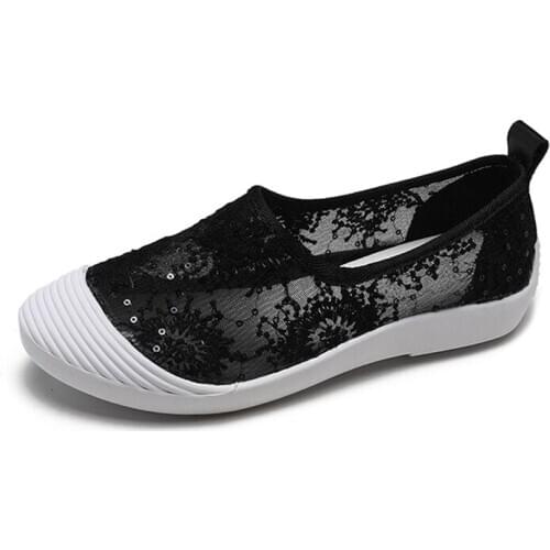 2020 summer womens shoes new lace ladies shoes mesh breathable flat bottom peas shoes womens mesh one pedal lazy shoes classic