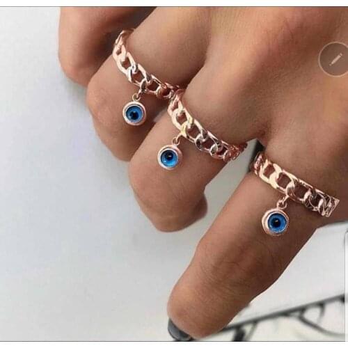 SembolGold Eye Gold Ring Auger Design Jewelry Wedding Accessories Opening Ring Simple