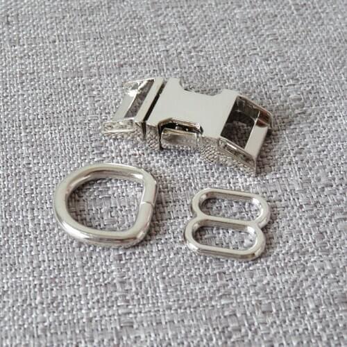 10Sets 10mm Strong Cat Collar Metal Buckle Straps Belt Slider Clip Hook D Ring Clasp For Dog Pet Harness DIY Accessory Hardware