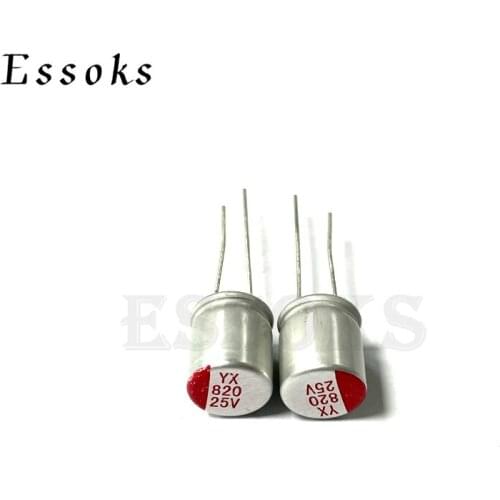 10pcs 25V 820uF 8X16 10X12 10X16 mm Super Low ESR 25V820uF For Motherboard Solid Capacitor Capacitors