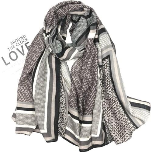 2021 Fashion Newest Geo Printed Cotton Viscose Printed Scarf Shawls Wraps Hijabs 4Colors 10pcs/lot