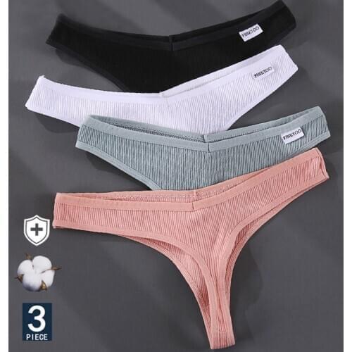 3PCS/Set G-string Panties Cotton Womens Underwear Sexy Panties Female Underpants Thong Solid Color Pantys Lingerie M-XL Design