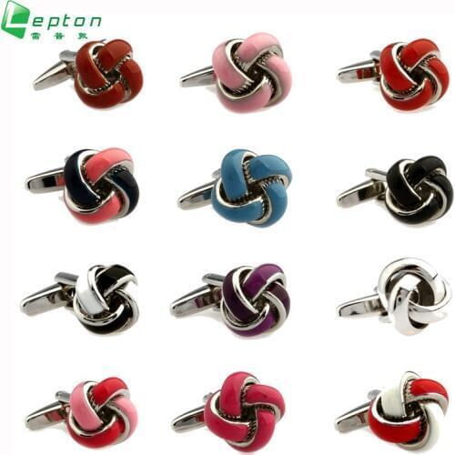 Promotion Fashion Knot Cufflinks Custom Design Glue 12 Color Knot cuff links Suit Casual Press cuff links for mens Wholesale