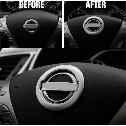 ACCESSORIES FIT FOR NISSAN QASHQAI J11 2014 2015 2016 STEERING WHEEL CHROME INSERT MIDDLE COVER BADGE TRIM ACCENT SURROUND