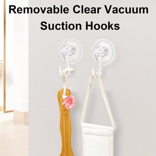 BalleenShiny Suction Cup Hook Creative Seamless Bathroom Hook Hole-free Transparent Sticky Hook Vacuum Suction Door Wreath Hook