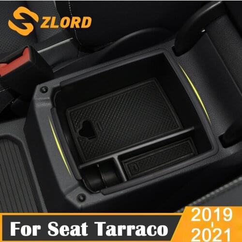 Car Central Armrest Storage Box For Seat Tarraco 2019 - 2021 Non-slip Rubber Container Auto Interior Tidying Accessories Black