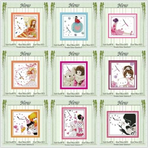 Clock face lovers girl kiss diy painting Counted printed on canvas 14CT 11CT Chinese Cross Stitch Needlework kits Embroidery Set