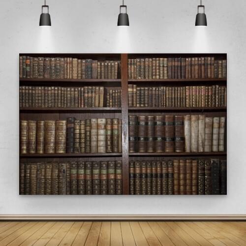 Laeacco Old Wood Bookshelf Backdrop For Photography Home Study Library Decor Children Portrait Photo Background For Photo Studio