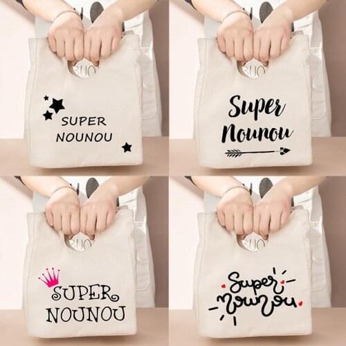 French Print Fresh Cooler Lunch Bags Portable Thermal Canvas Bento Box Tote for Women Travel Picnic Food Storage Pouch Best Gift
