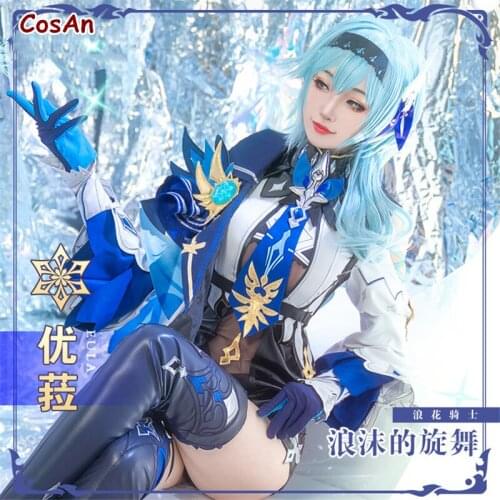 Hot Game Genshin Impact EuLa Cosplay Costume Handsome Fashion Jumpsuit Uniform Female Activity Party Role Play Clothing S-XL