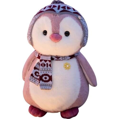 In Stock Penguin Dressed Dolls Kawaii Stuffed Soft Toys With Hats Stuffed Toys For Childrens Car Decorations Holiday Girl Gifts