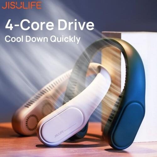 JISULIFE Portabel Neck Fan 4000mAh USB Rechargeable Hanging Personal Mini Fans