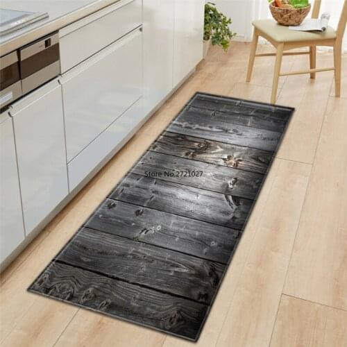 Wood Grain Kitchen Carpet Rectangle Square Absorbent Nordic Carpet 3D Long Strip Door Mat Oil Absorption Non-slip Kitchen Rug