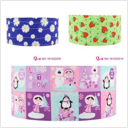 Q&N ribbon 16mm 22mm 25mm 38mm 50mm 75mm fruit printed grosgrain/FOE ribbon webbing 50yards/roll for headband