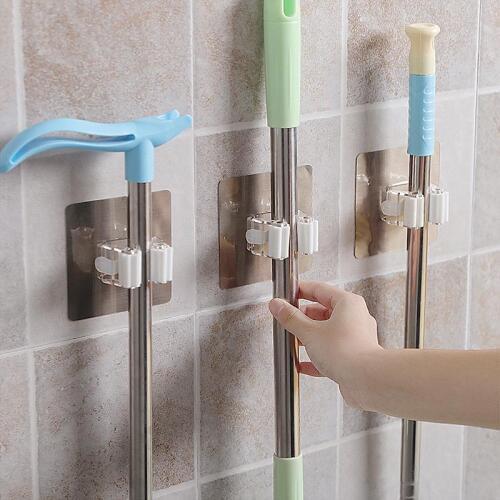 Wall Mounted Storage Mop Holder Brush Broom Hanger Storage Rack Kitchen Organizer With Mounted Accessory Hanging Kitchen Tool