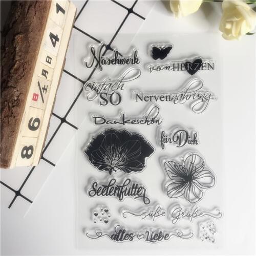 German Clear Stamps Scrapbooking/Sentiment Stamps Fairy Rubber New 2019 Card Making Bullet Journal Flower Words Sweet Stamp 659