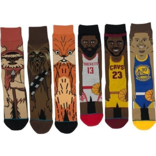 MenS And Women' S Personality Medium Tube Socks Basketball Star Alien Cotton Socks Fashion Sports Casual Skateboard Socks