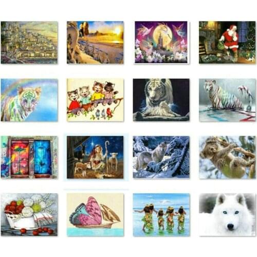 New 5D Diamond Painting Landscape Animal Diamond Embroidery Resin 3d Rhinestone Mosaic Home Decor Multi Style Kit
