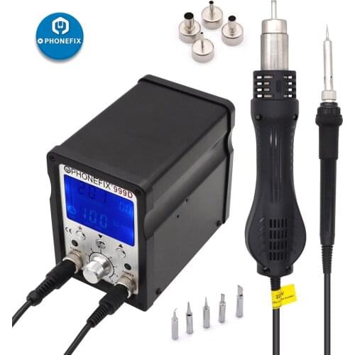 760W SMD Soldering Station 2 in 1 Hot Air Soldering Iron LCD Digital Display Rework Welding Station for BGA PCB IC Repair 999D
