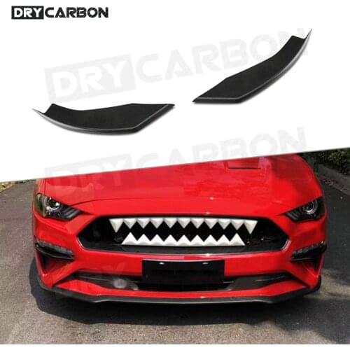 2pcs For Ford Mustang Coupe 2 Door 2018 - 2020 Front Fog Lamp Fins Splitters Trim Canards Fins Cover MP Style Bumper