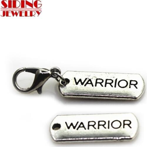 New 20pcs/lot Silver Hang Tag Warrior Dangle Charms Lobster Clasp DIY Bracelet Necklace Pendants Jewelry Hanging Charms