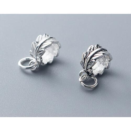 925 Sterling Silver Leaf Circle Connector Charms Fashion Ornament Silver Pendants DIY Jewelry Findings For Bracelets Necklace