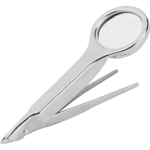 Portable Stainless Steel Multi-functional Tweezer 10X Magnifier Magnifying Glass for Nail Art Tool Diamond Painting Accessories