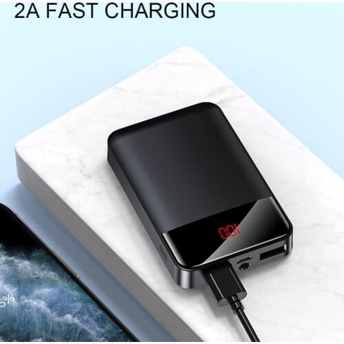 12000mAh Mini Power Bank LED Digital Display 2.1A Fast Charging Powerbank Double USB Output Portable External Phone Power bank