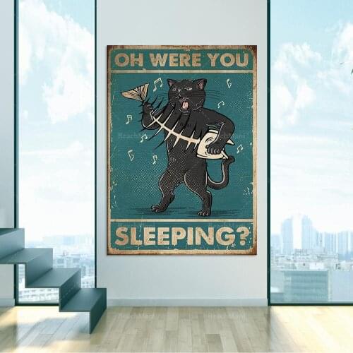 Cat Oh, you sleep poster, retro style, funny kitten decoration poster