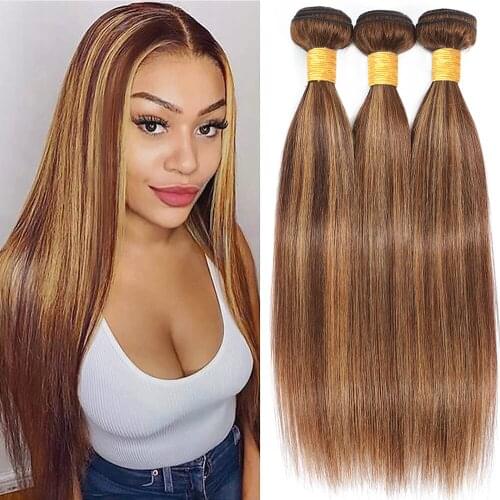 28 30 Inch Ombre Bundles Deal Maxine Human Hair Straight Bundles Brazilian Hair Weave Brown Highlight Hoeny Blonde Bundles
