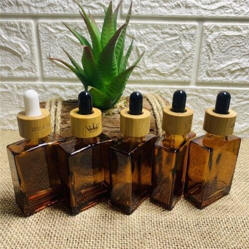 Rectangular glass bottles 30ml square glass dropper bottles for eye face essential oil cosmetic packaging