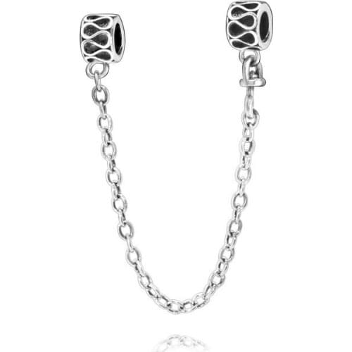 SALE! 925 Sterling Silver Beads Fit Original Pandora Bracelets Curve Safty Chain Women DIY Fashion Jewelry Gift