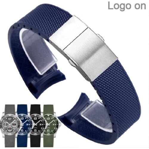 Watch Band For Longines CONQUEST HYDROCONQUEST Watch Accessories Men Waterproof Strap Soft Rubber Silicone Watch Bracelet Chain