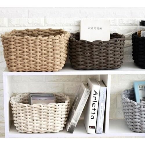 Nordic ins coarse cotton rope woven basket storage basket desktop cosmetics sundries basket living room entrance storage