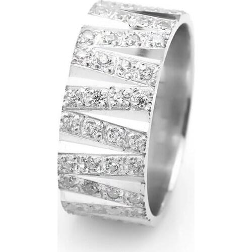 Tesbihane Zigzag Line Design Zircon Stone Inlaid 925 Sterling Silver Female Wedding Rings