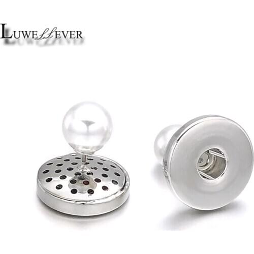 Trendy 027 Interchangeable Stud Earring Fit 12mm 18mm Snap Button Pearl Earring Charm Jewelry For Women Girl Gift